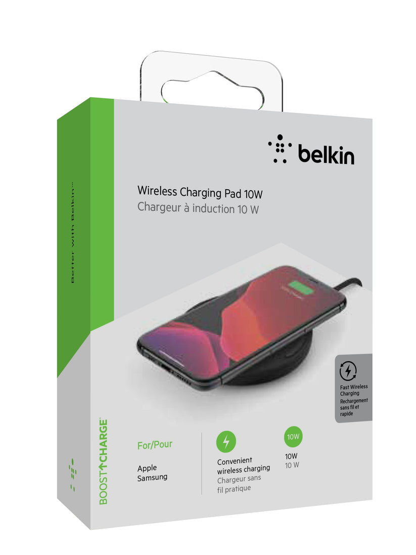 Base de carga inalámbrica individual BOOST↑CHARGE™ 10W con adaptador de Belkin Negro - Rossellimac