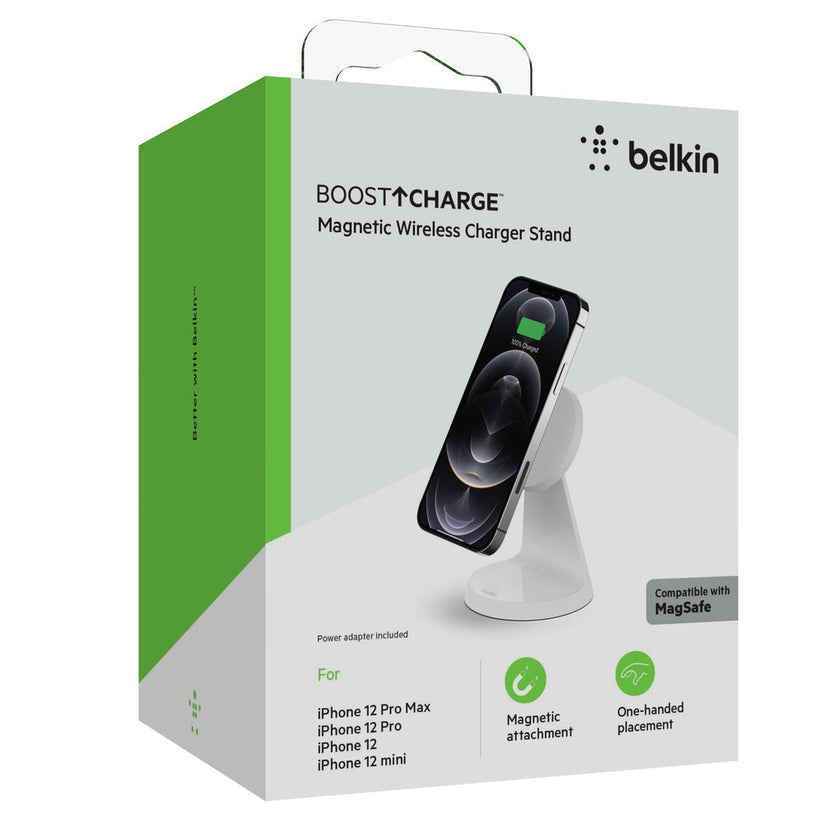 Base de carga Magsafe de 7,5W con adaptador para iPhone de Belkin Blanco - Rossellimac