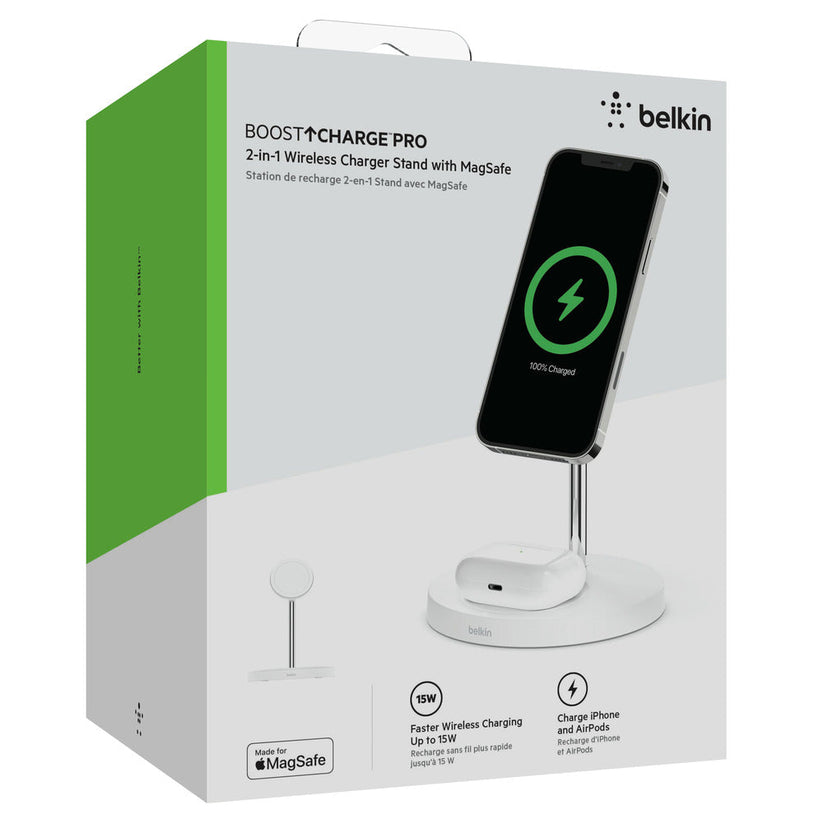 Base de carga con Magsafe 2-in-1 BOOST↑CHARGE™ PRO de Belkin Blanco - Rossellimac