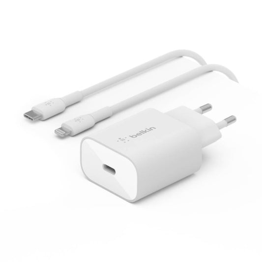 Adaptador USB-C carga rápida 25W + cable Lightning 1m para iPhone de Belkin