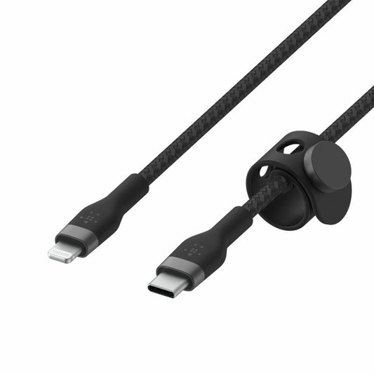 Cable BoostCharge Pro Flex USB-C a Lightning de silicona y trenzado de Belkin 1 metro negro