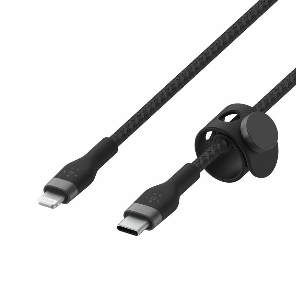 Cable BoostCharge Pro Flex USB-C a Lightning de silicona y trenzado de Belkin 2 metros negro