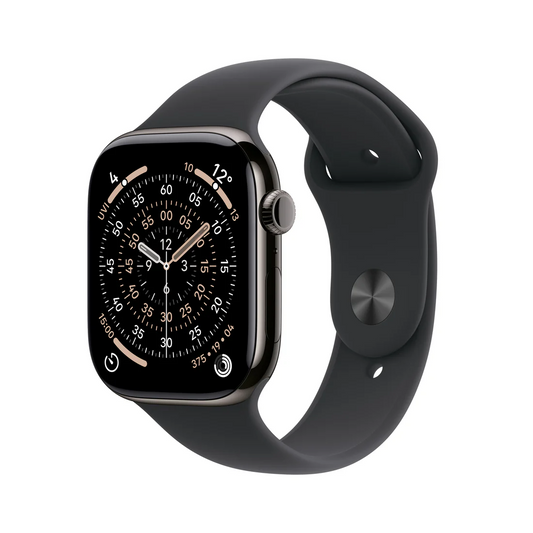 Apple Watch Series 11 (GPS + Cellular) - Caja de titanio en color pizarra de 42 mm - Correa deportiva negra - Talla S/M