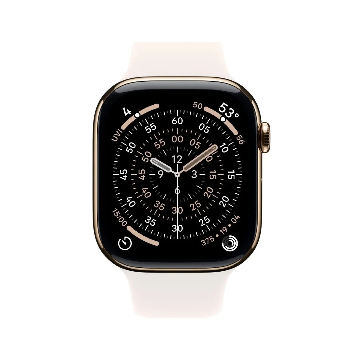 Apple Watch Series 11 (GPS + Cellular) - Caja de titanio en oro de 46 mm - Correa deportiva rosa rubor - Talla M/L