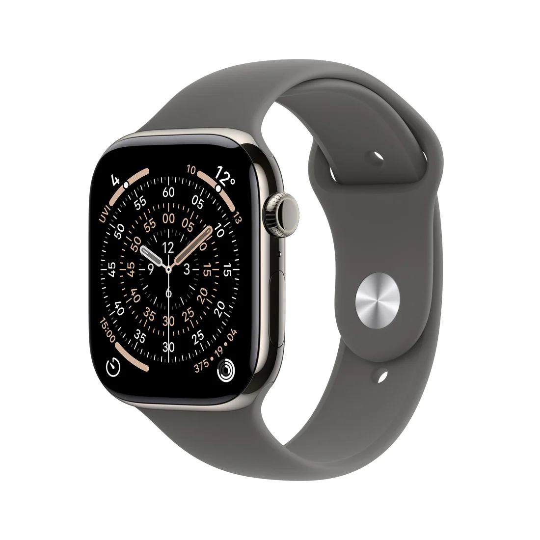 Apple Watch Series 11 (GPS + Cellular) - Caja de titanio natural de 42 mm - Correa deportiva gris piedra - Talla M/L