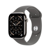 Apple Watch Series 11 (GPS + Cellular) - Caja de titanio natural de 42 mm - Correa deportiva gris piedra - Talla S/M