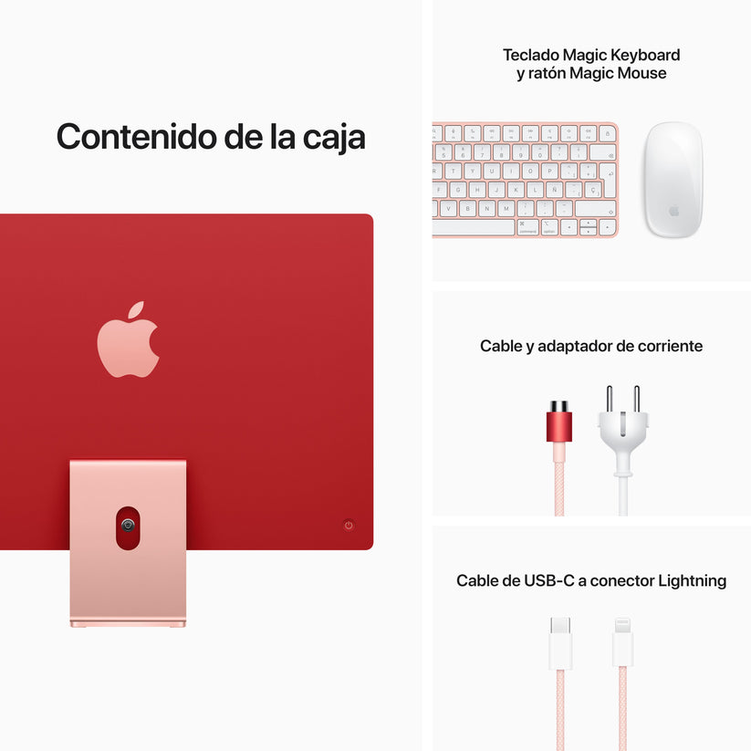 iMac con pantalla Retina 4,5K de 24 pulgadas: Chip M1 de Apple con CPU de ocho núcleos y GPU de siete núcleos, 256 GB SSD - Rosa - Rossellimac