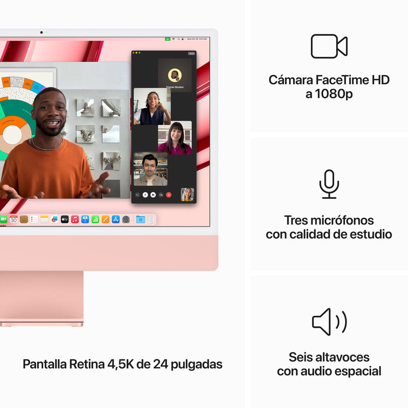 iMac con pantalla Retina 4,5K 24 pulgadas Chip M3 de 8 núcleos y GPU de 8 núcleos, 8 GB, 1 TB SSD, Magic Keyboard con Touch ID, Sin Ethernet - Rosa - Rossellimac