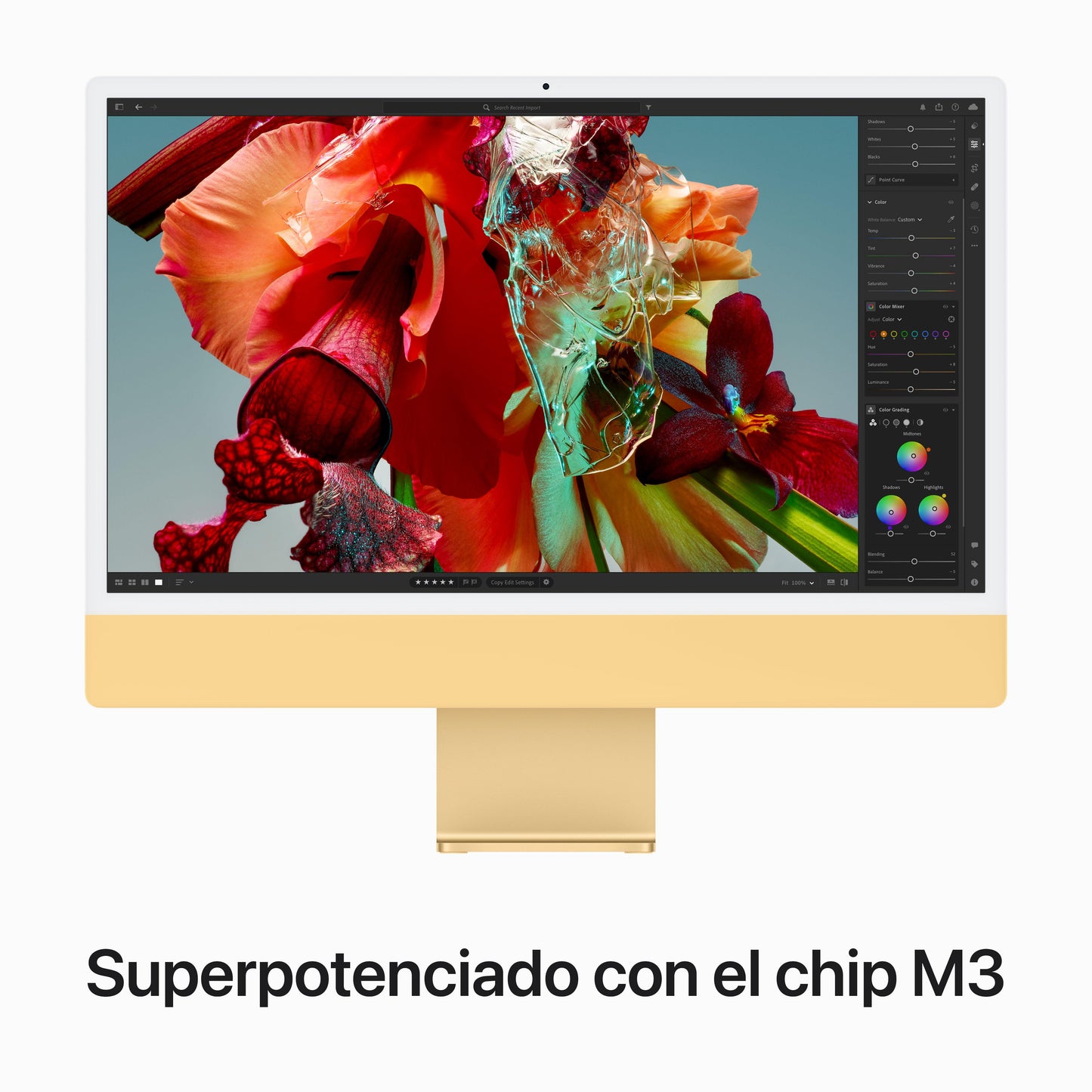 iMac con pantalla Retina 4,5K 24 pulgadas Chip M3 de 8 núcleos y GPU de 10 núcleos, 8 GB, 256 GB SSD, Magic Keyboard con Touch ID, Sin Ethernet  - Amarillo - Rossellimac