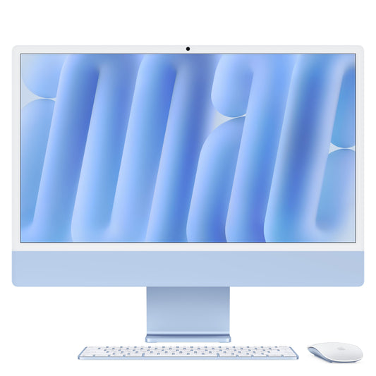 iMac con pantalla Retina 4,5K de 24 pulgadas: Chip M4 de Apple con CPU de 10 núcleos y GPU de 10 núcleos, 16 GB RAM, 1 TB SSD, Vidrio estándar, Gigabit Ethernet, Magic Keyboard con Touch ID - Azul