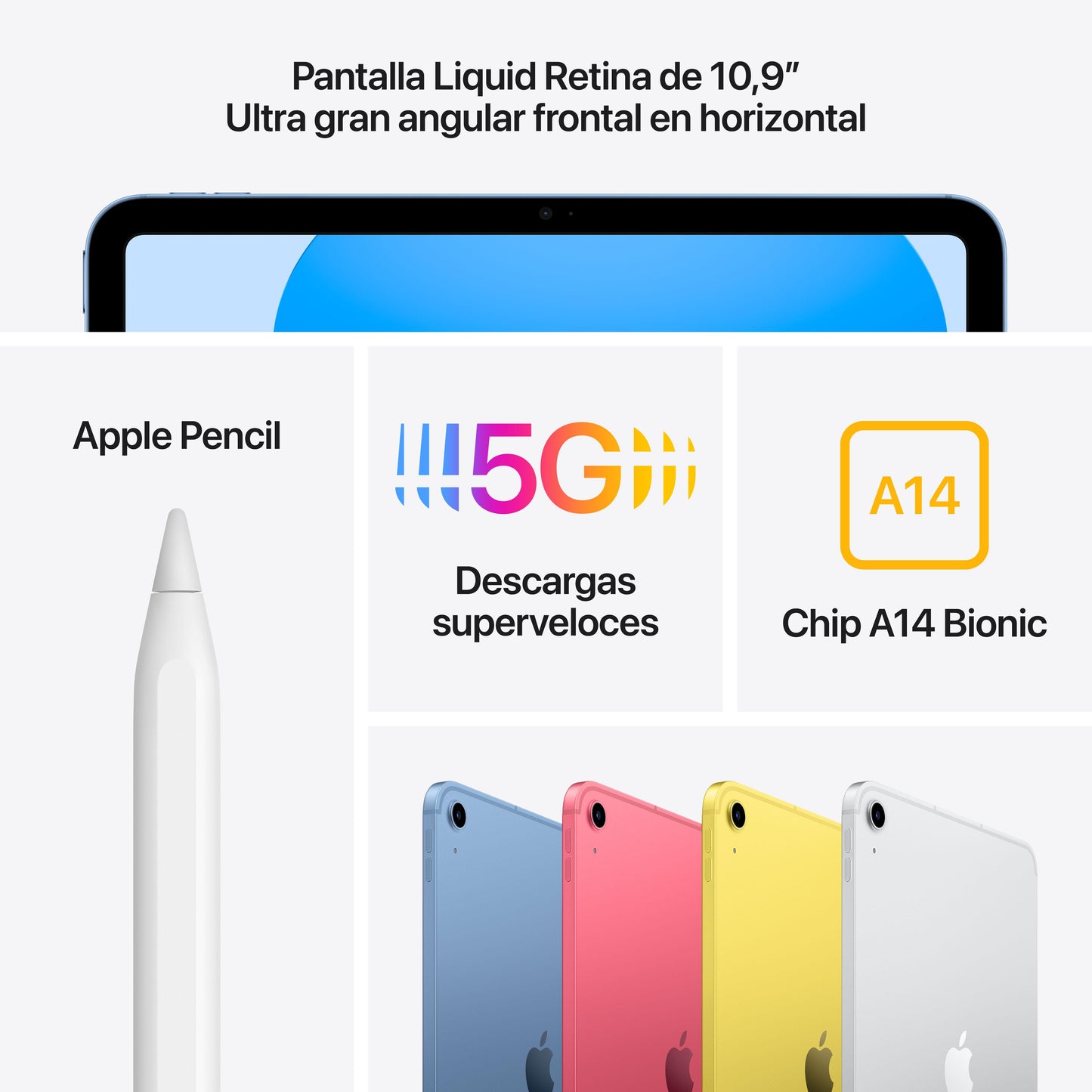 2022 iPad de 10,9 pulgadas Wi-Fi + Cellular 64 GB - Amarillo (10.ª generación)
