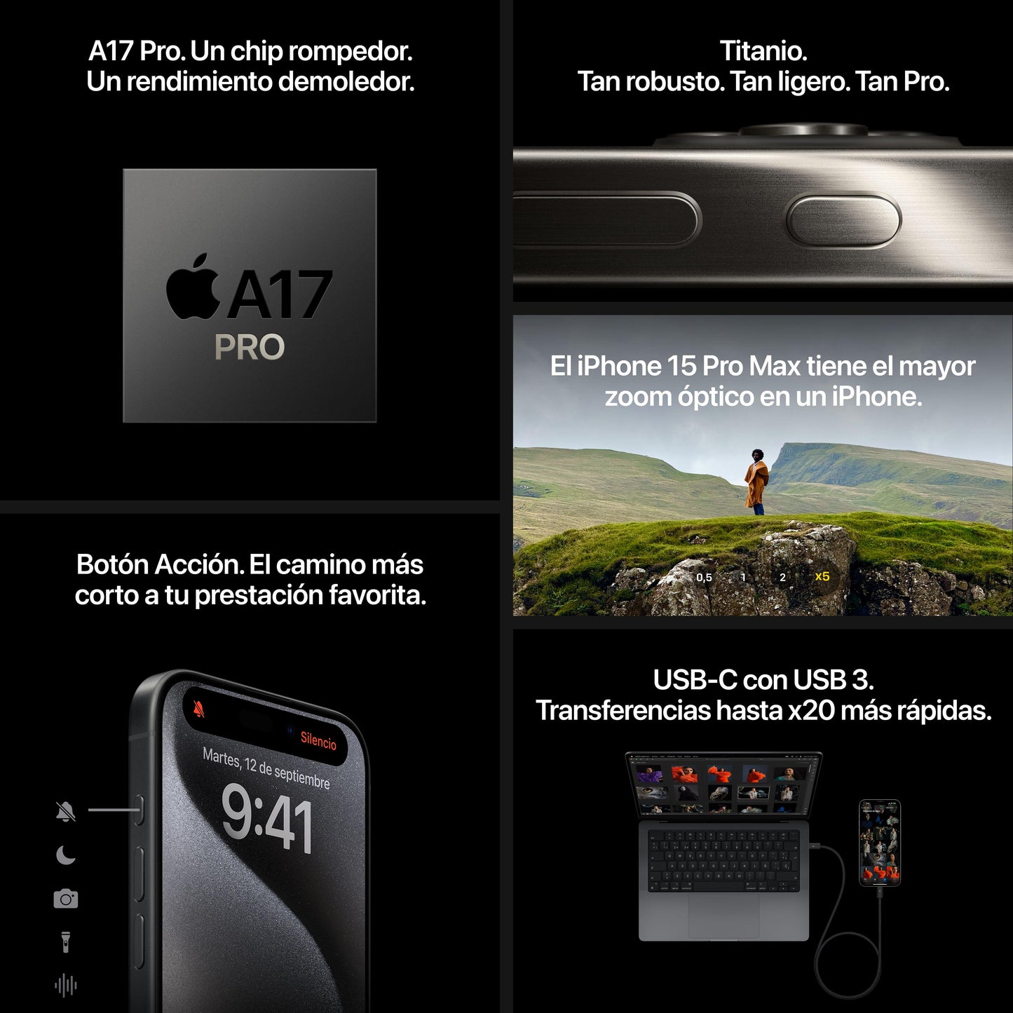 iPhone 15 Pro Max 256 GB Titanio natural