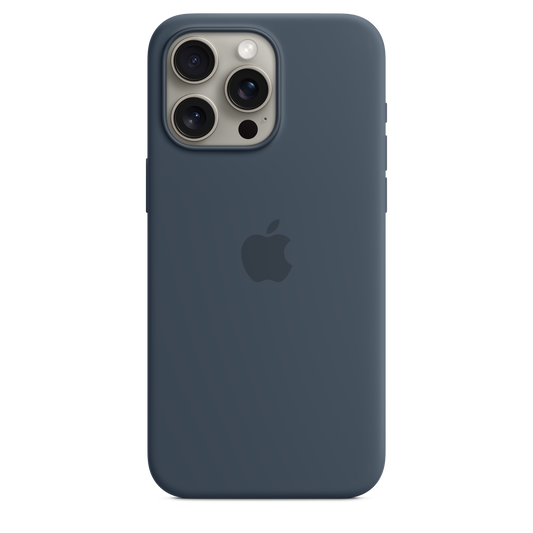 Funda de silicona con MagSafe para el iPhone 15 Pro Max - Azul tempestad