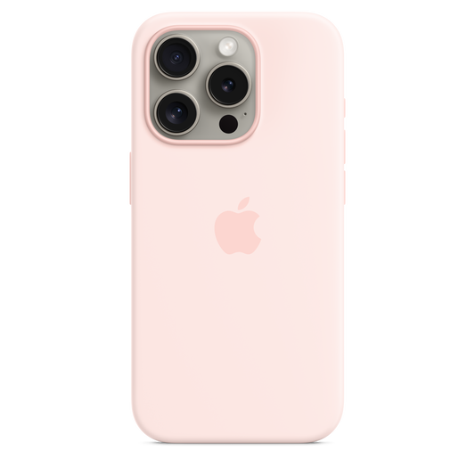Funda de silicona con MagSafe para el iPhone 15 Pro - Rosa claro