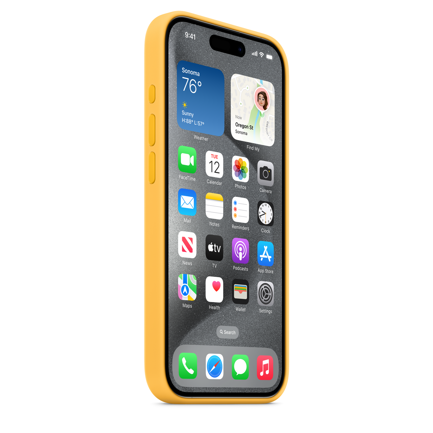 Funda de silicona con MagSafe para el iPhone 15 Pro - Amarillo solar