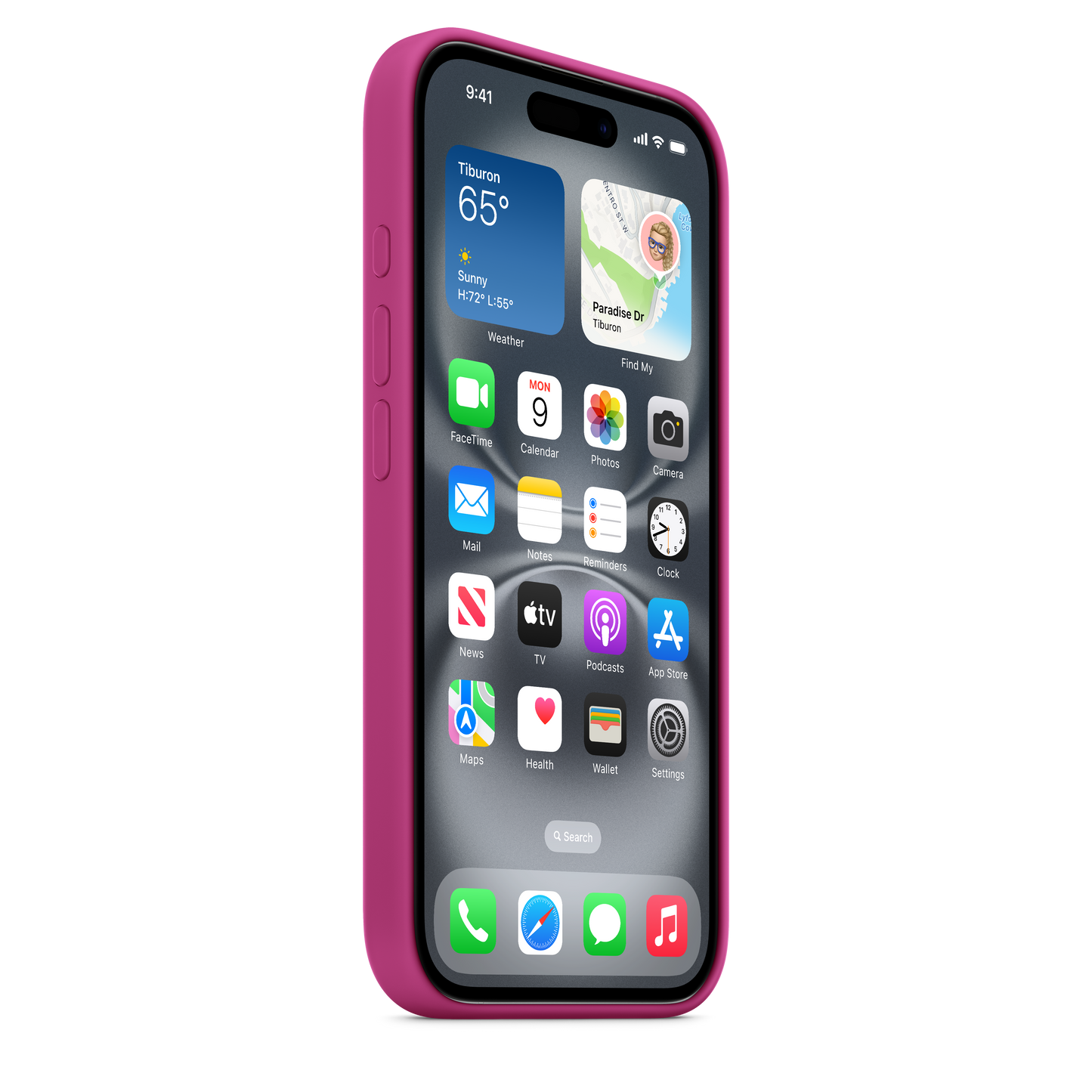 Funda de silicona con MagSafe para el iPhone 16 - Fucsia