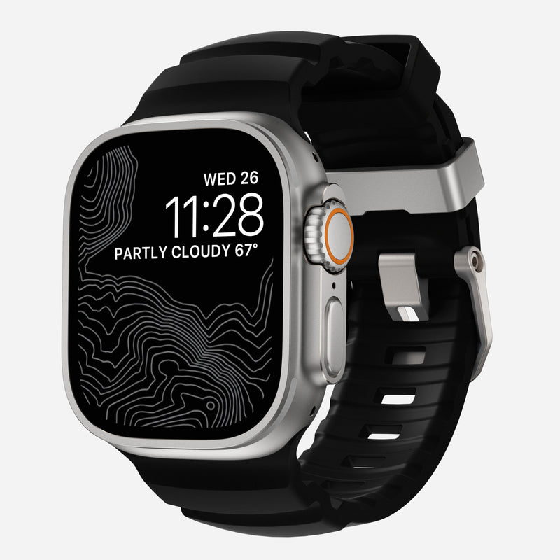 Correa Rocky Point Band para Apple Watch 46/49mm negro / hebilla natural | Nomad