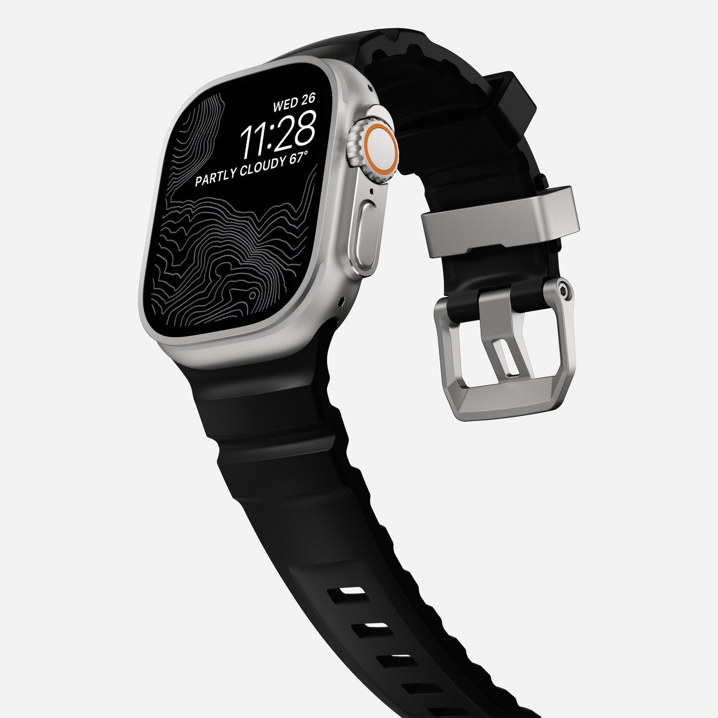 Correa Rocky Point Band para Apple Watch 46/49mm negro / hebilla natural | Nomad