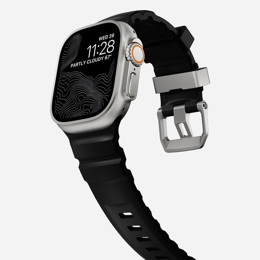 Correa Rocky Point Band para Apple Watch 46/49mm negro / hebilla natural | Nomad