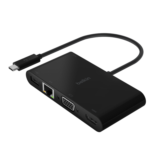 Adaptador multipuerto USB-C con Ethernet, USB-A 3.0, VGA y 4K HDMI de Belkin - Rossellimac