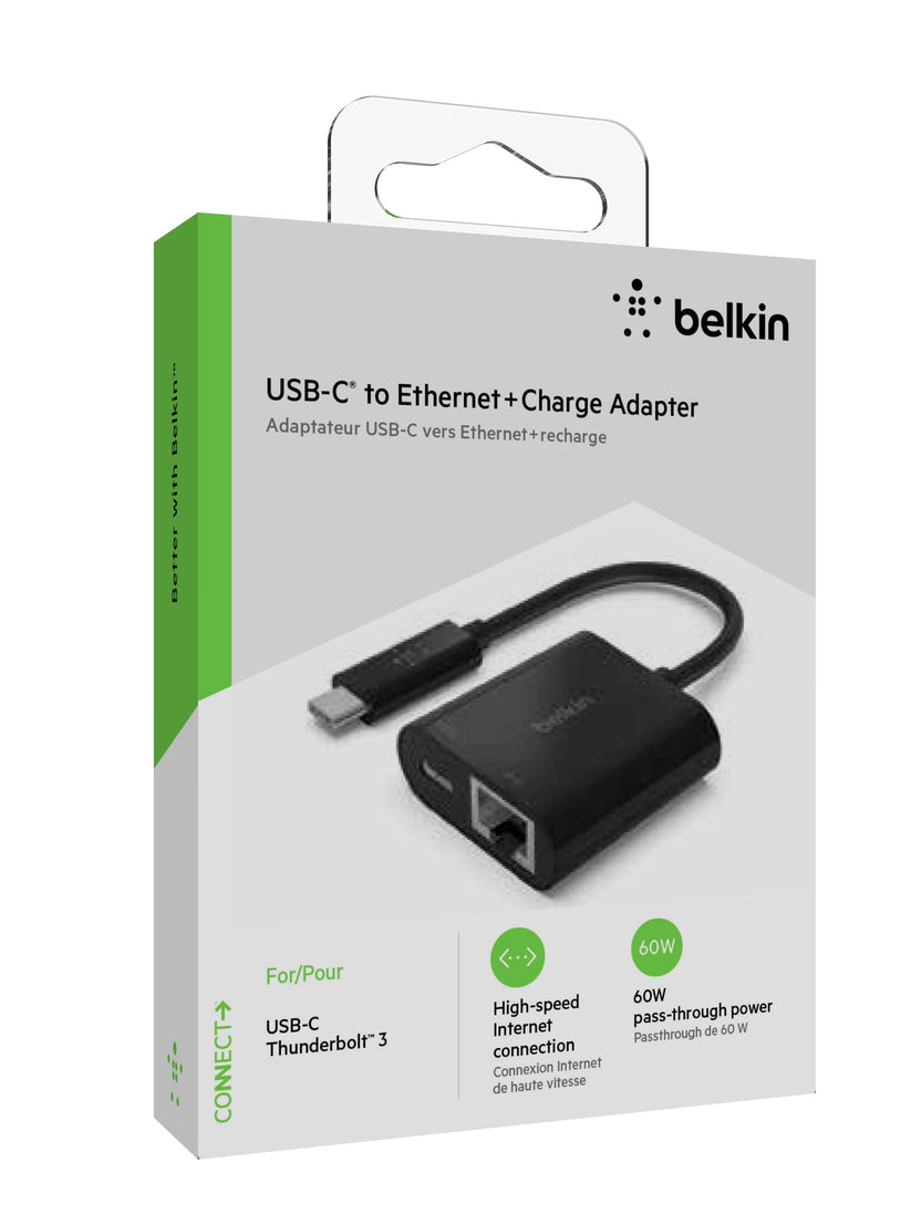 Adaptador USB-C a Ethernet + carga hasta 60W de Belin - Rossellimac