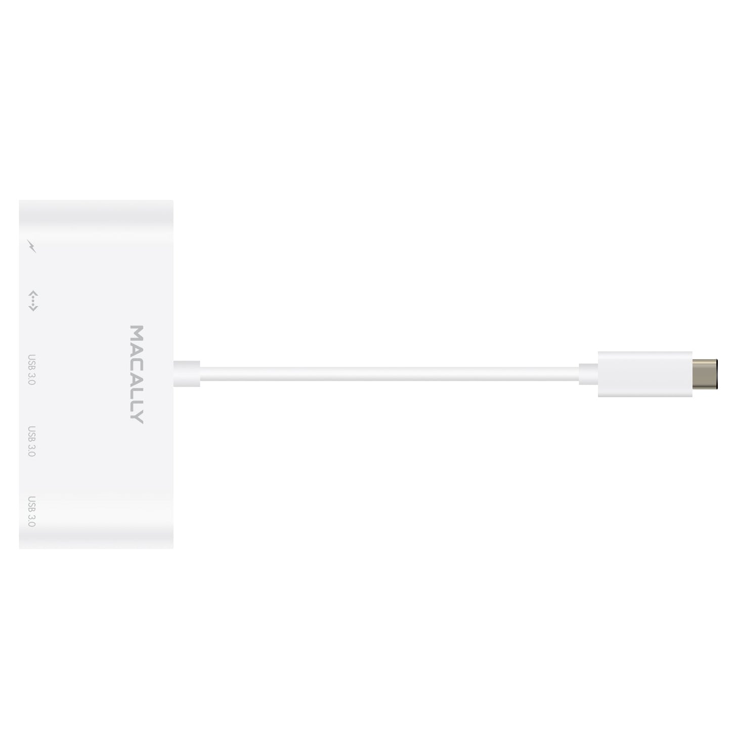 Adaptador USB-C 3.1 a 3xUSB-A, un puerto Ethernet y un puerto de carga USB-C de Macally - Rossellimac