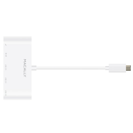 Adaptador USB-C 3.1 a 3xUSB-A, un puerto Ethernet y un puerto de carga USB-C de Macally - Rossellimac