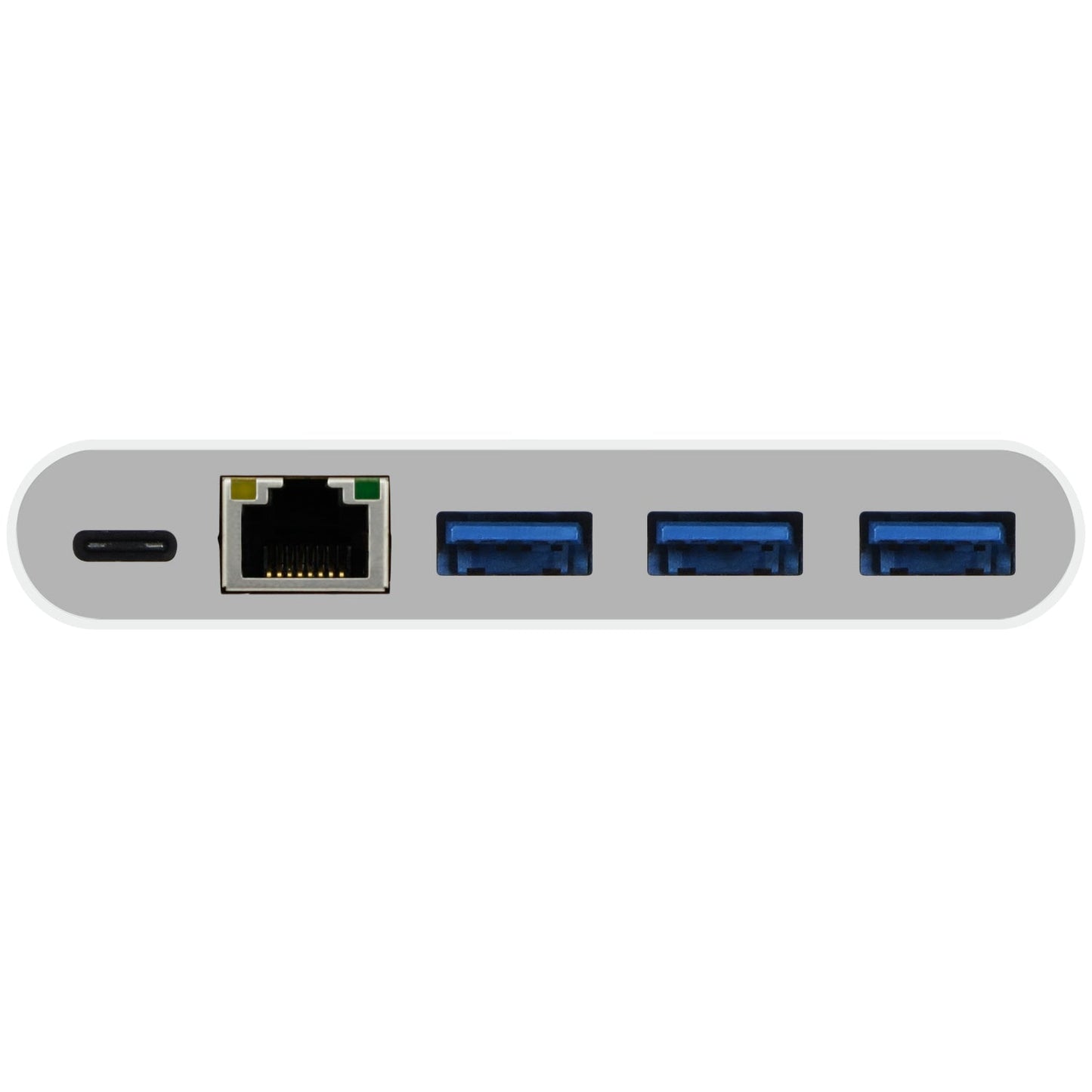 Adaptador USB-C 3.1 a 3xUSB-A, un puerto Ethernet y un puerto de carga USB-C de Macally - Rossellimac