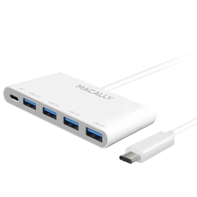 Adaptador USB-C 3.1 a cuatro puertos USB-A y un puerto USB-C de Macally - Rossellimac