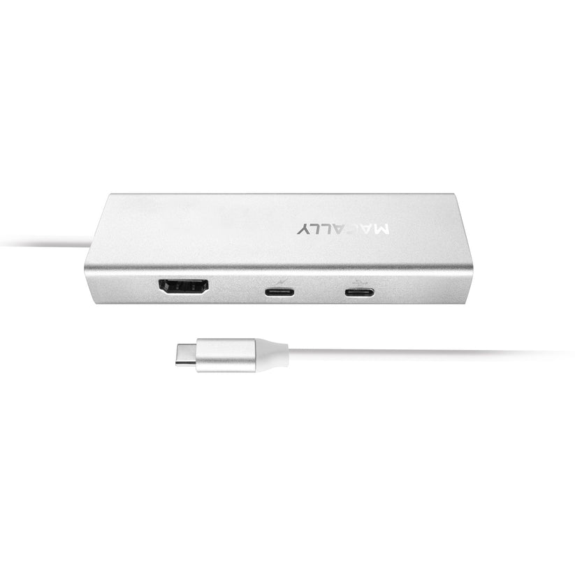 Adaptador USB-C a HDMI 4K, USB-C, Ethernet, y tres puertos USB-A de Macally - Rossellimac